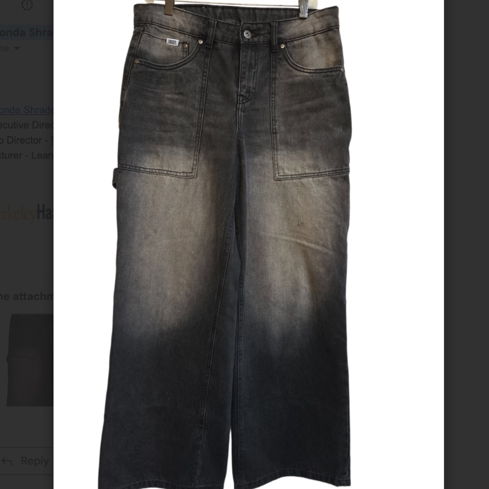 The Ragged Priest Sweeper Jeans Wide Leg Charcoal 28
